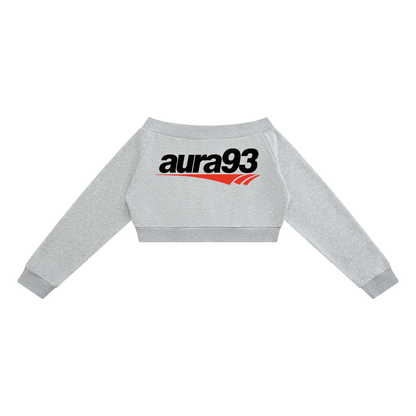 Aura93 Off-Shoulder CropZip Hoodie