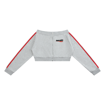 Aura93 Off-Shoulder CropZip Hoodie
